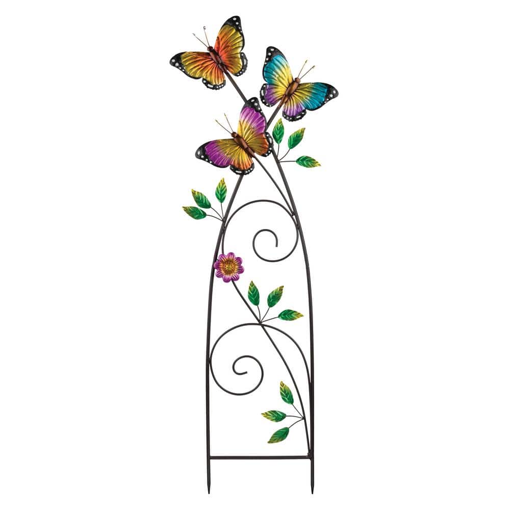 Colorful Metal Butterfly Trellis Garden Stake