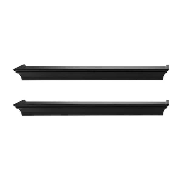 Melannco 20 in. W x 4 in. D Black MDF Floating Decorative Wall Shelf, Set of 2
