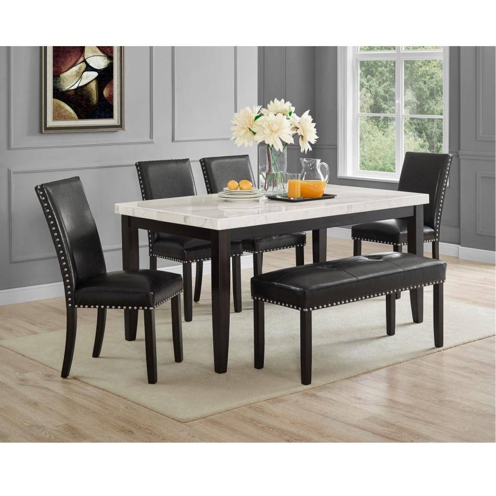 Ebony Black Metal Parsons Side Chair with Nailhead Trim