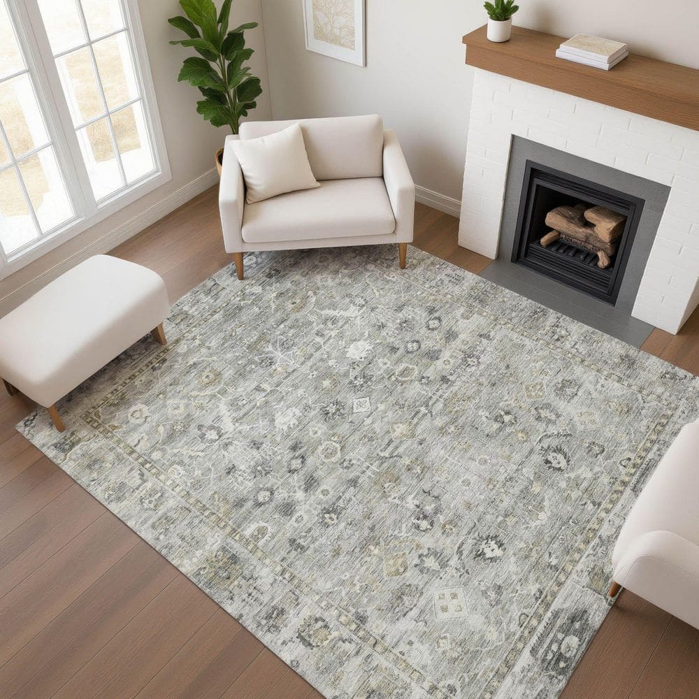 Mayfield Premium Machine Washable Abstract AMF1772 Pewter 9 ft. x 12 ft. Area Rug price history on PriceWatchPro