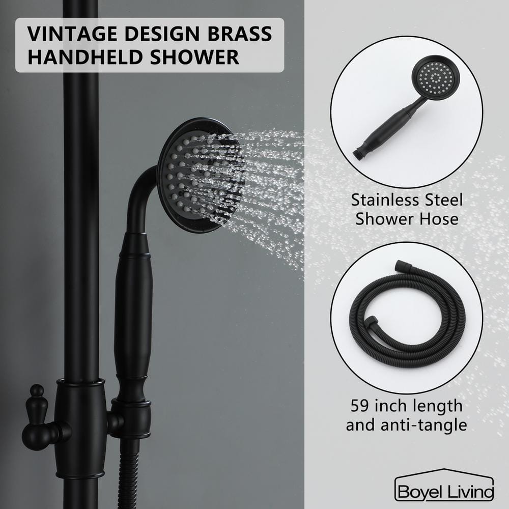 Matte Black Dual Head Rain Shower System with Handheld
