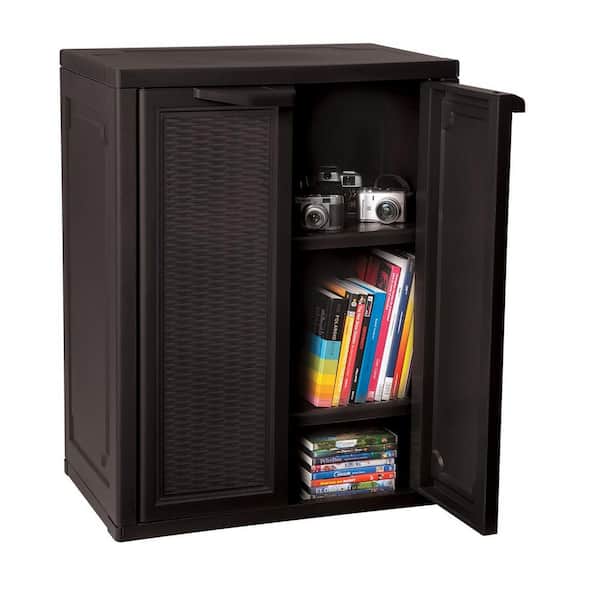Unbranded - 27.96 in. W x 37.40 in. H x 17.72 in. D Resin 3-Shelf Freestanding Cabinet in Espresso