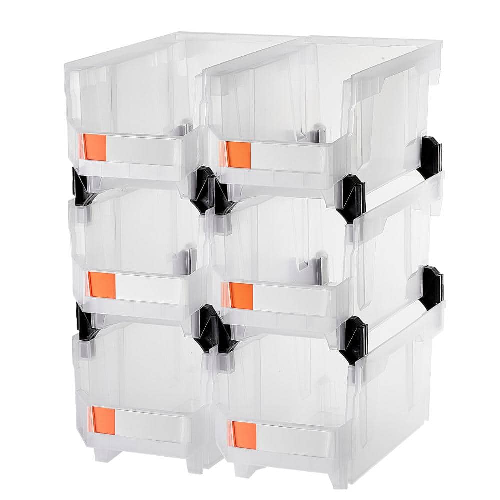 "Plastic Stackable Storage Bins 6 Pack, 10.9x5.5x5.1"" Clear Containers for Garage Closet Office" price history on PriceWatchPro