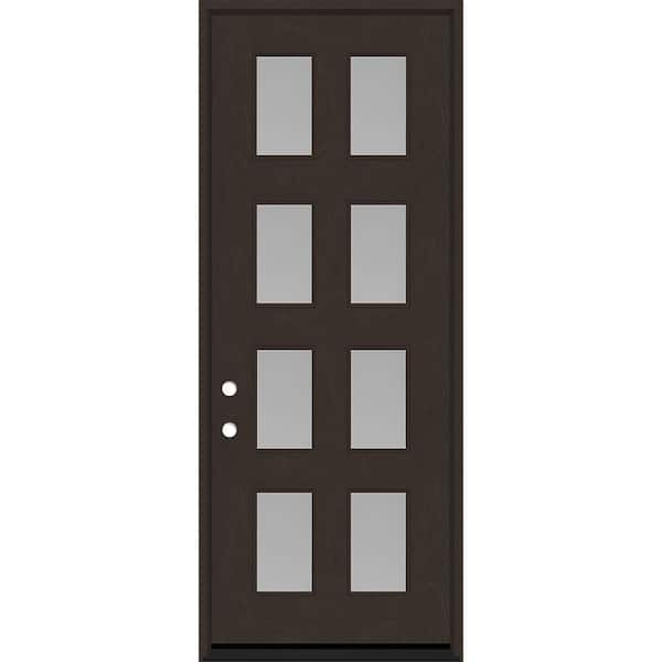 Regency 36 in. x 96 in. 8L Modern Clear Glass RHIS Hickory Stained Fiberglass Prehung Front Door w/6 in. Jamb