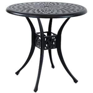 Sunnydaze Black Round Cast Aluminum Outdoor Dining Table
