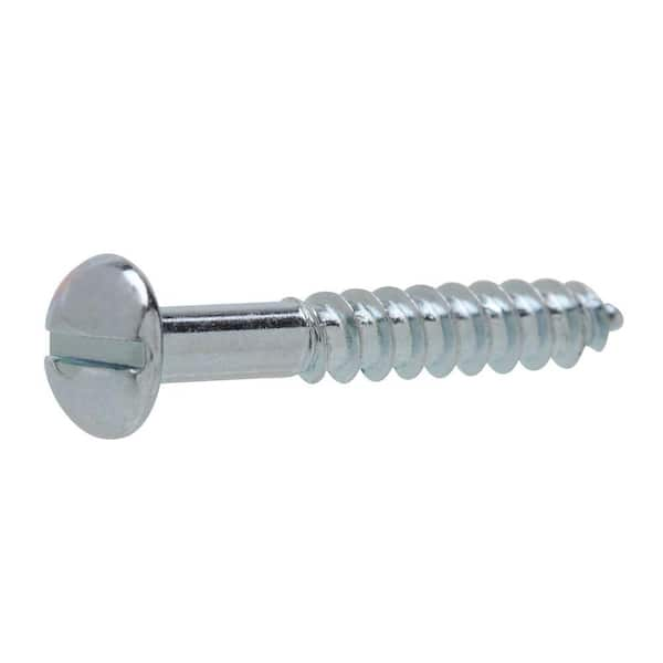 Everbilt #6 x 1-1/4 in. Slotted Round Head Brass Wood Screw (4-Pack)