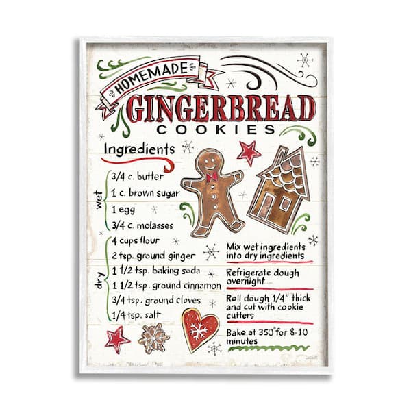 Stupell Industries Gingerbread Cookies Cooking Instructions By Anne Tavoletti Framed Print Abstract Texturized Art 16 in. x 20 in.