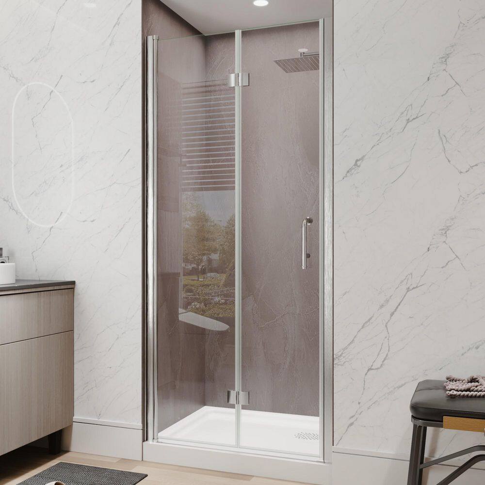 34 to 36 in. W x 72 in. H Bi-Fold Frameless Shower Door in Brushed Nickel with Tempered Clear Glass price history on PriceWatchPro