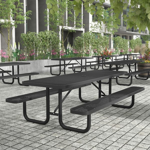 Carnegy Avenue 8 ft. Black Rectangle 6-Person Coated Steel Outdoor