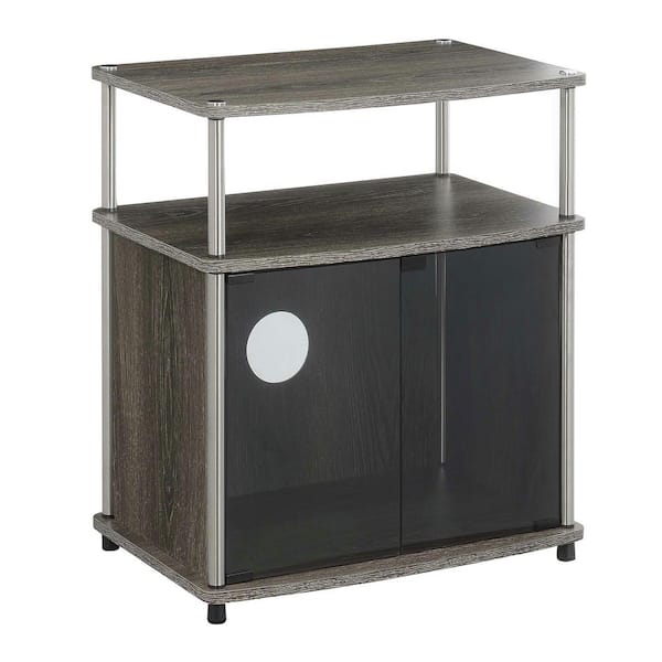 Convenience Concepts Designs2Go 23.75 in. Weathered Gray TV Stand Fits TV's up to 25 in. with Black Glass Cabinet and Shelf