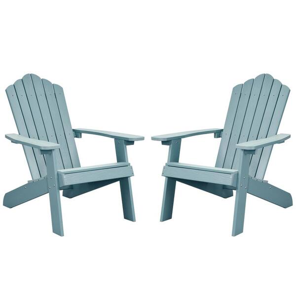 HOOOWOOO Lanier Classic Lake Blue Outdoor Plastic Adirondack Chair (2-Pack)