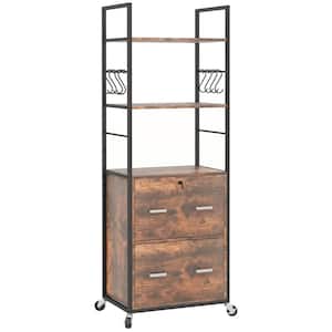 2-Drawer Rustic Brown Engineered Wood 15.75 in. W Vertical File Cabinet with Adjustable Hanging Bar for Letter