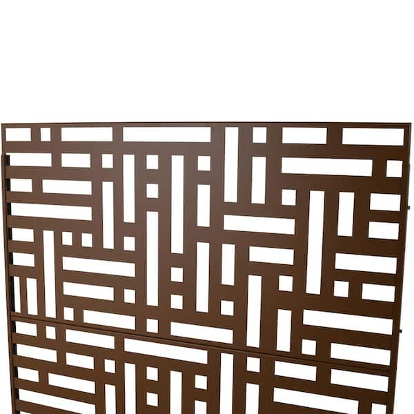 4 ft. x 6.3 ft. Brown Steel Outdoor Privacy Screen