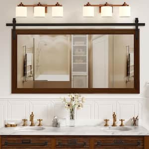 77 in. W x 42 in. H Classic Rectangular Wooden Framed Rustic Wall Mirror Farmhouse Mirror Bathroom Vanity Mirror