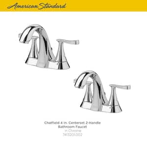Chatfield 4 in. Centerset 2-Handle Bathroom Faucet in Polished Chrome (Set of 2)