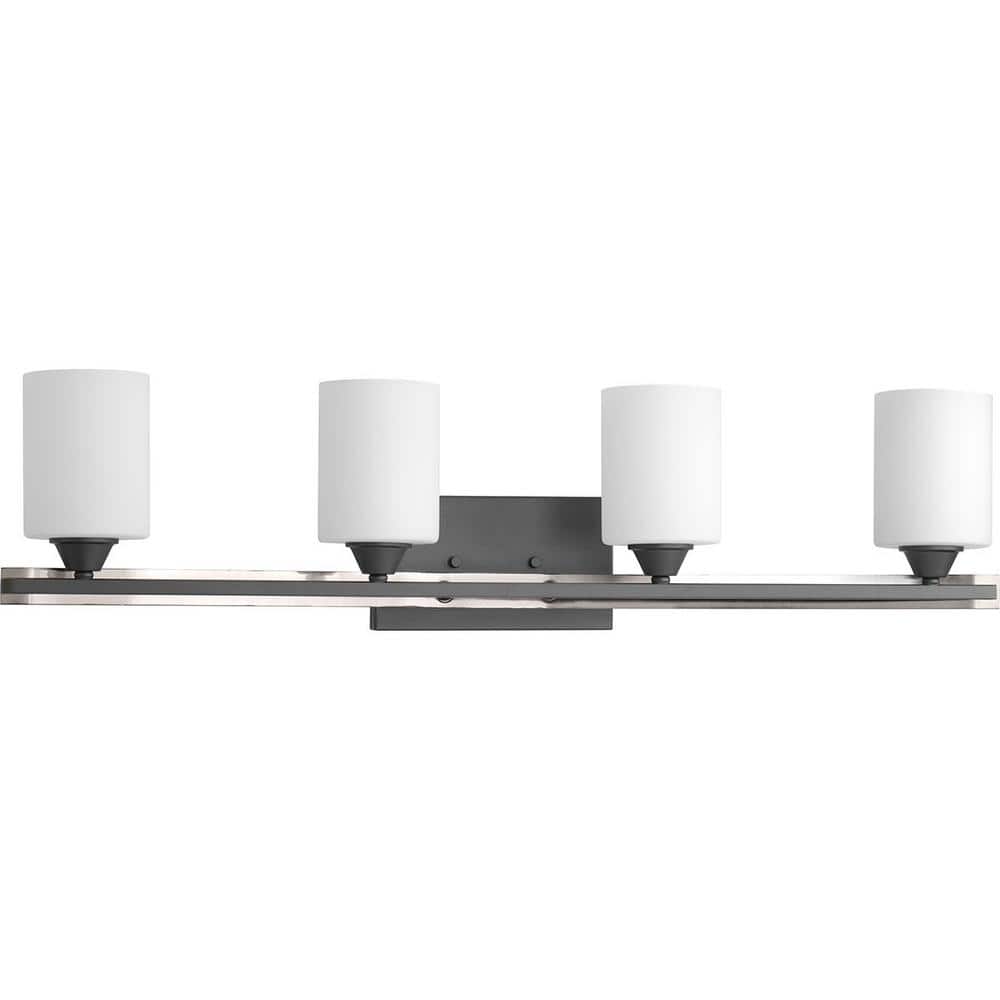 Graphite 4-Light Modern Bath Vanity with Etched Glass Shades