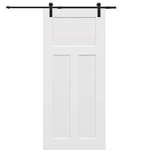 32 in. x 80 in. Primed Composite Craftsman Smooth Surface Solid Core Sliding Barn Door with Hardware Kit