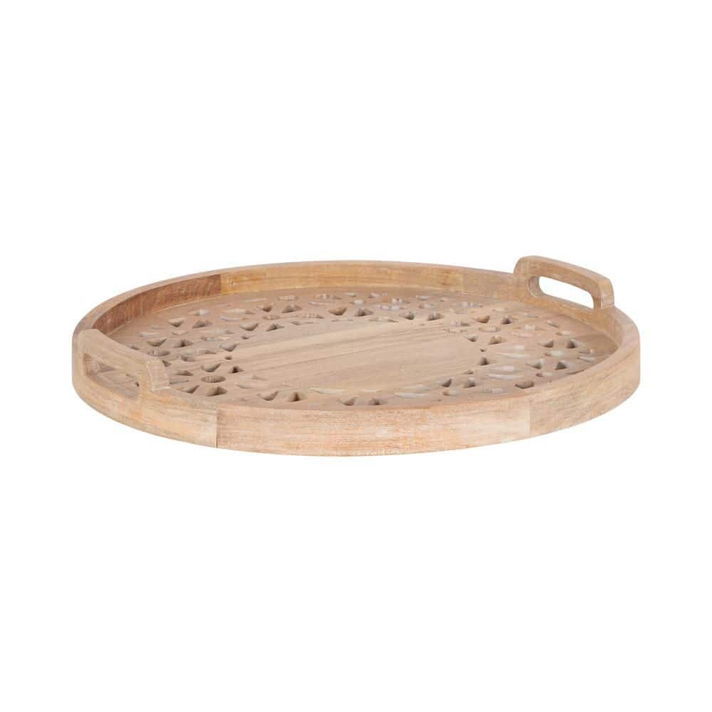 Rodcliff Natural Brown Round Wood 20 in. Decorative Tray price history on PriceWatchPro