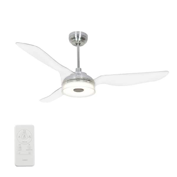 CARRO Finley II 56 in. Integrated LED Indoor/Outdoor Nickel Smart Ceiling Fan Light, Remote Works with Alexa/Google Home/Siri