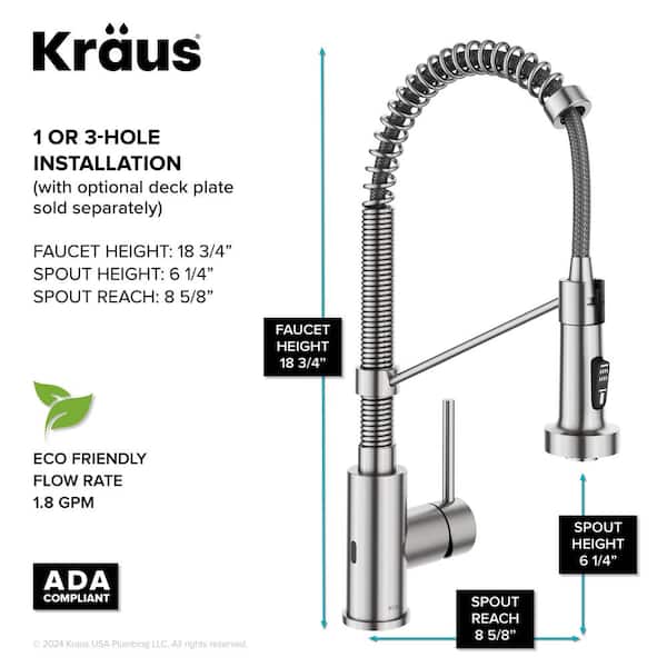 Bolden Single Handle Pull Down Sprayer Kitchen Faucet with Deck Plate in Spot Free Stainless Steel Bolden Single Handle Pull Down Sprayer Kitchen Faucet with Deck Plate in Spot Free Stainless Steel