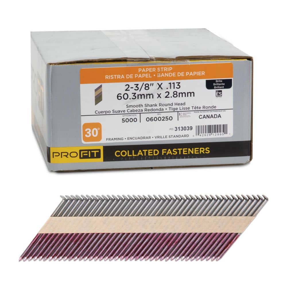 2-3/8 in x 0.113 30-Degree Bright Finish Smooth Shank Paper Tape Framing Nails (5000 -Per Box) price history on PriceWatchPro