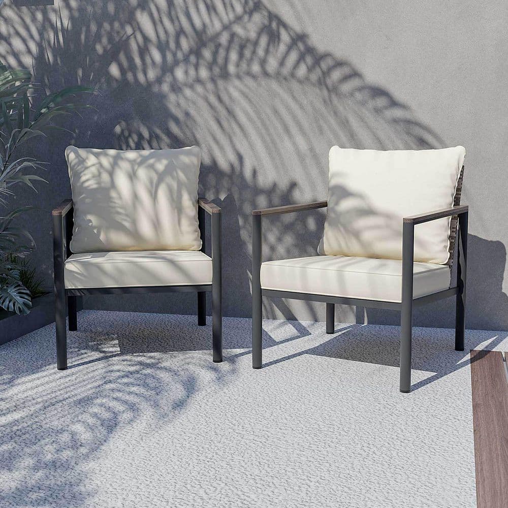 Wicker Outdoor Chaise Lounge with Beige Cushions (2-Pack) price history on PriceWatchPro