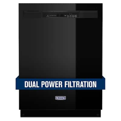 24 in. Black Front Control Built-In Tall Tub Dishwasher with Stainless Steel Tub and Dual Power Filtration, 50 dBA