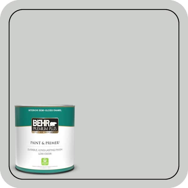 BEHR PREMIUM PLUS 1 qt. #N460-2 Planetary Silver Semi-Gloss Enamel Low Odor Interior Paint & Primer