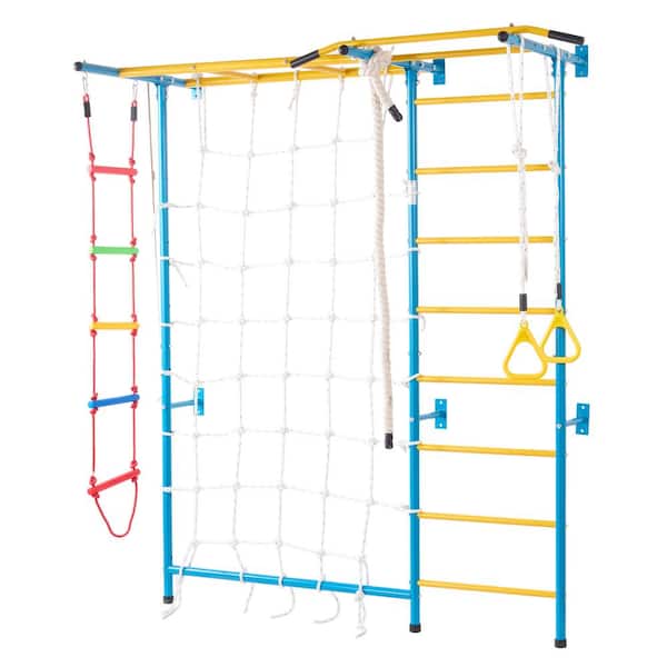 VEVOR Indoor Jungle Gym for Toddlers, 7 in 1-Climbing Playset with Carbon Steel Swedish Ladder, Supports 220 lbs., Multicolor