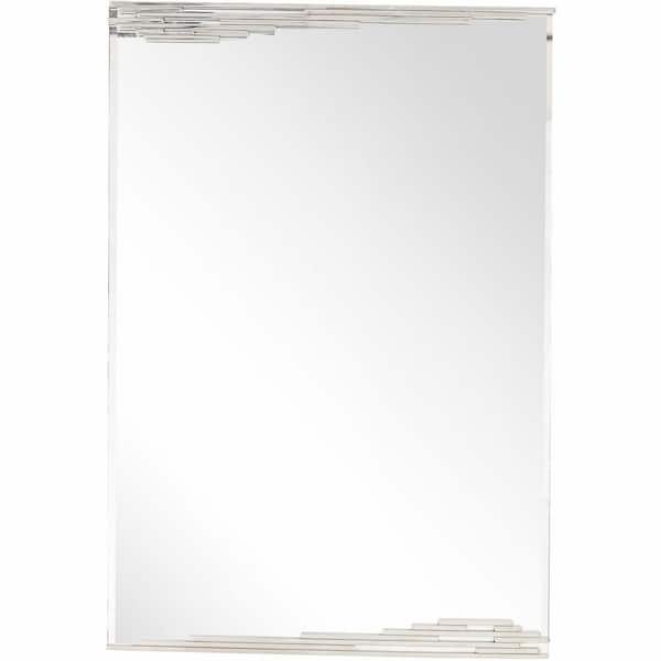 HomeRoots 32 in. W x 46 in. H Glass Silver Decorative Mirror