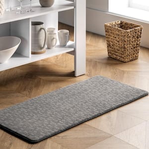 Casual Crosshatched Anti Fatigue Kitchen or Laundry Room Silver 18 in. x 30 in. Indoor Comfort Mat