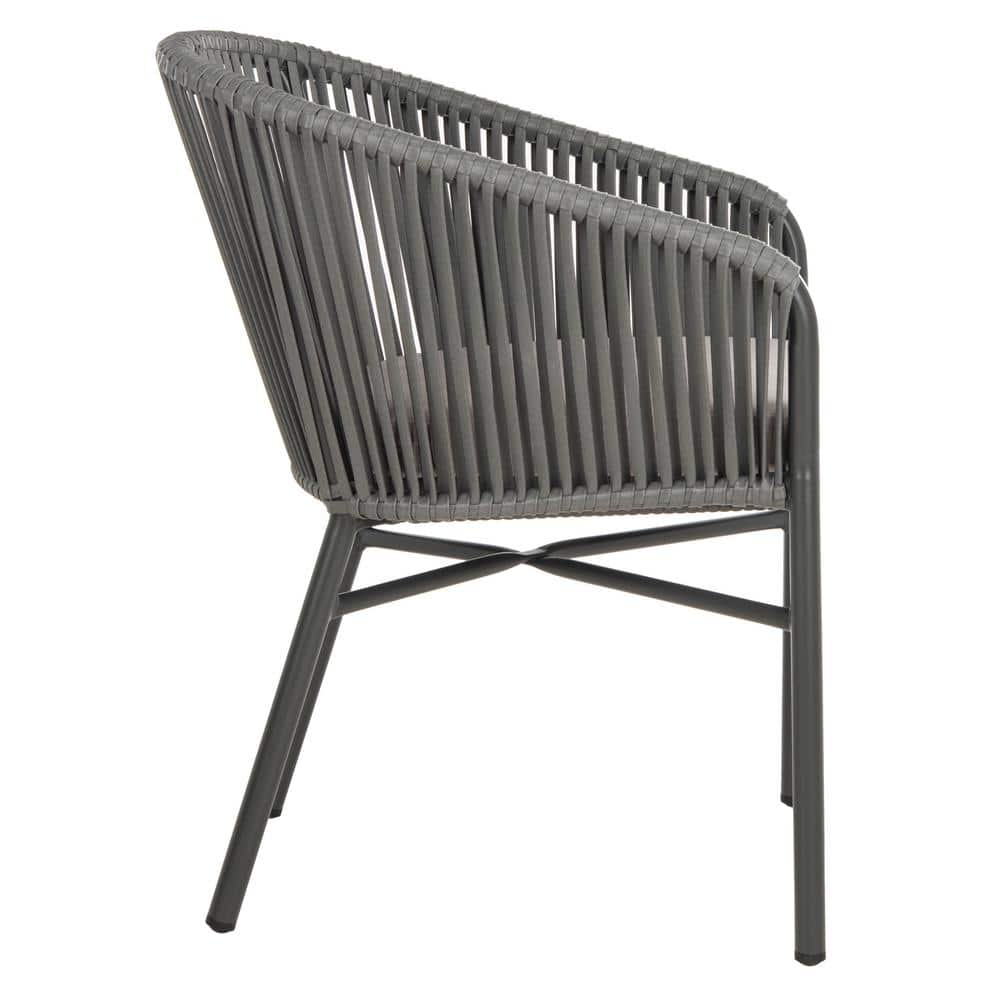 Matteo Gray Rope Arm Dining Chairs with Cushions, Set of 2