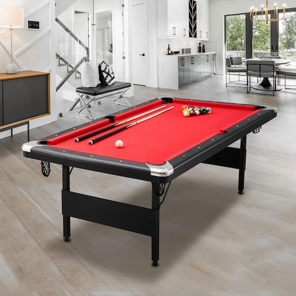 Billiards Table, 7 ft. Pool Table, Portable Foldable Space-Saving Table, Billiard Table Set Includes Balls, Cues, Chalks