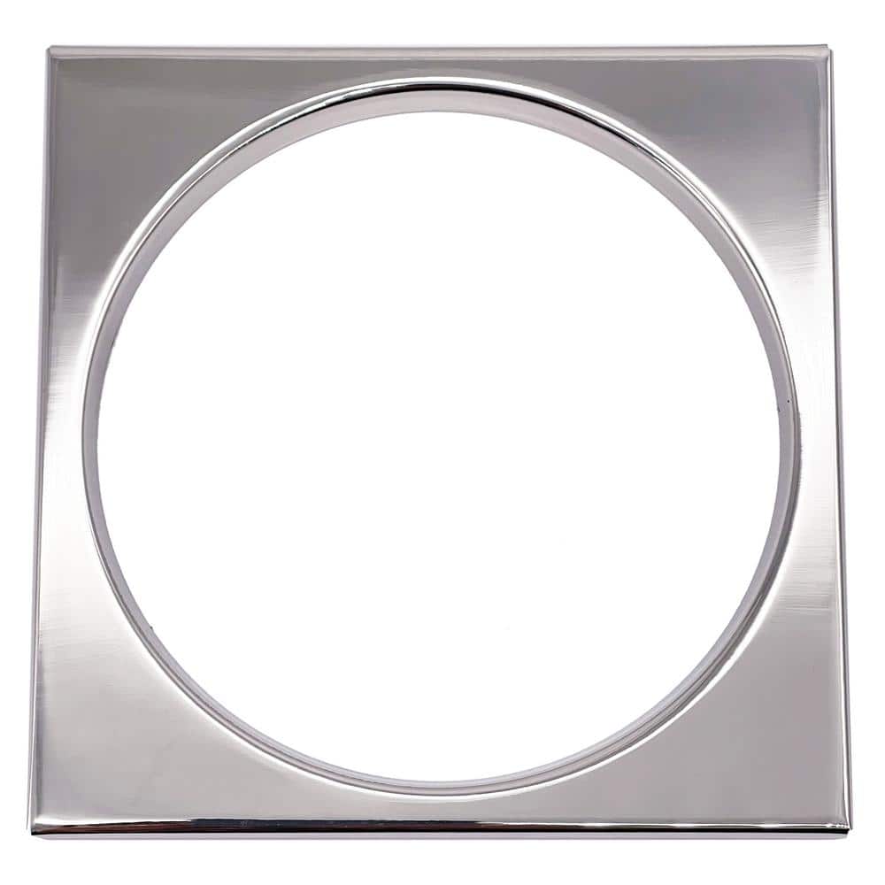 Polished Chrome Square Shower Drain with Round Strainer