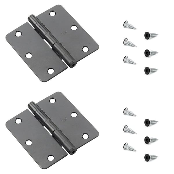 3-1/2 in. x 3-1/2 in. Black Full Mortise Butt Hinge with Removable Pin (2-Pack)