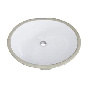 19.5 in. White Oval Undermount Bathroom Sink With Overflow