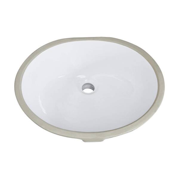 Unbranded 19.5 in. White Oval Undermount Bathroom Sink With Overflow
