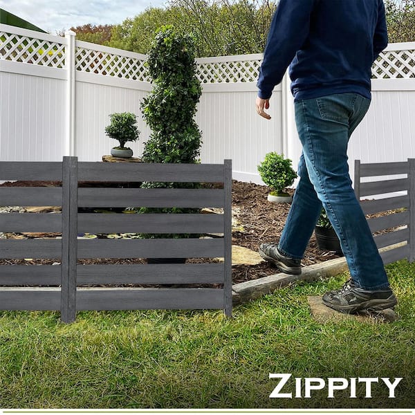 Maui 2 ft. x 2 ft. No-Dig Charcoal Woodtek Vinyl Garden Fence Kit (3-Panels)