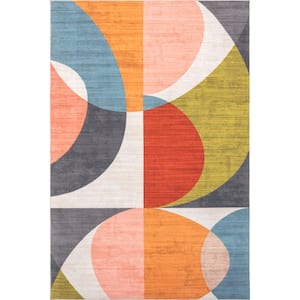 Lizzy Modern Machine Washable Multicolor 5 ft. x 8 ft. Indoor/Outdoor Area Rug