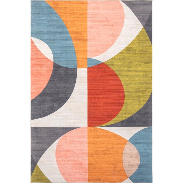 nuLOOM Lizzy Modern Machine Washable Multicolor 5 ft. x 8 ft. Indoor/Outdoor Area Rug