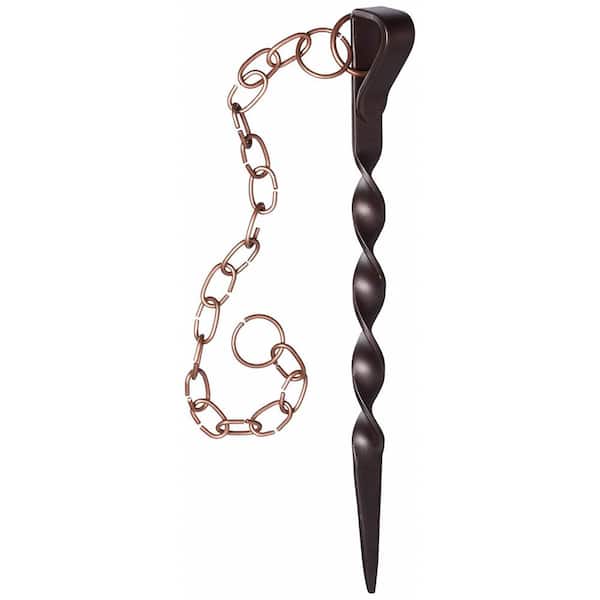 Monarch Rain Chains Monarch Brown Powder Coated Iron Rain Chain Anchoring Stake with Copper Chain