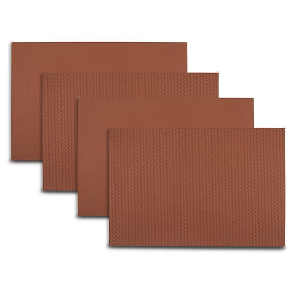 Hudson 18 in" x 12 in" Brown Reversible Vegan Leather Wipe Clean Placemat Set of 4