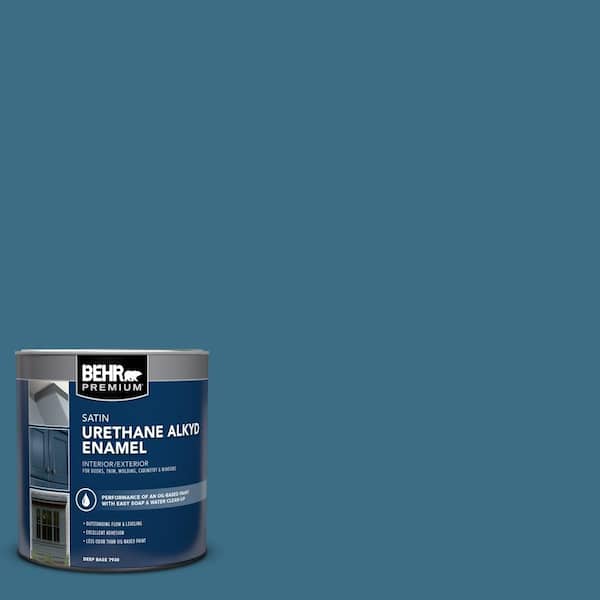 BEHR PREMIUM 1 qt. #S490-6 Bering Wave Satin Enamel Urethane Alkyd Interior/Exterior Paint