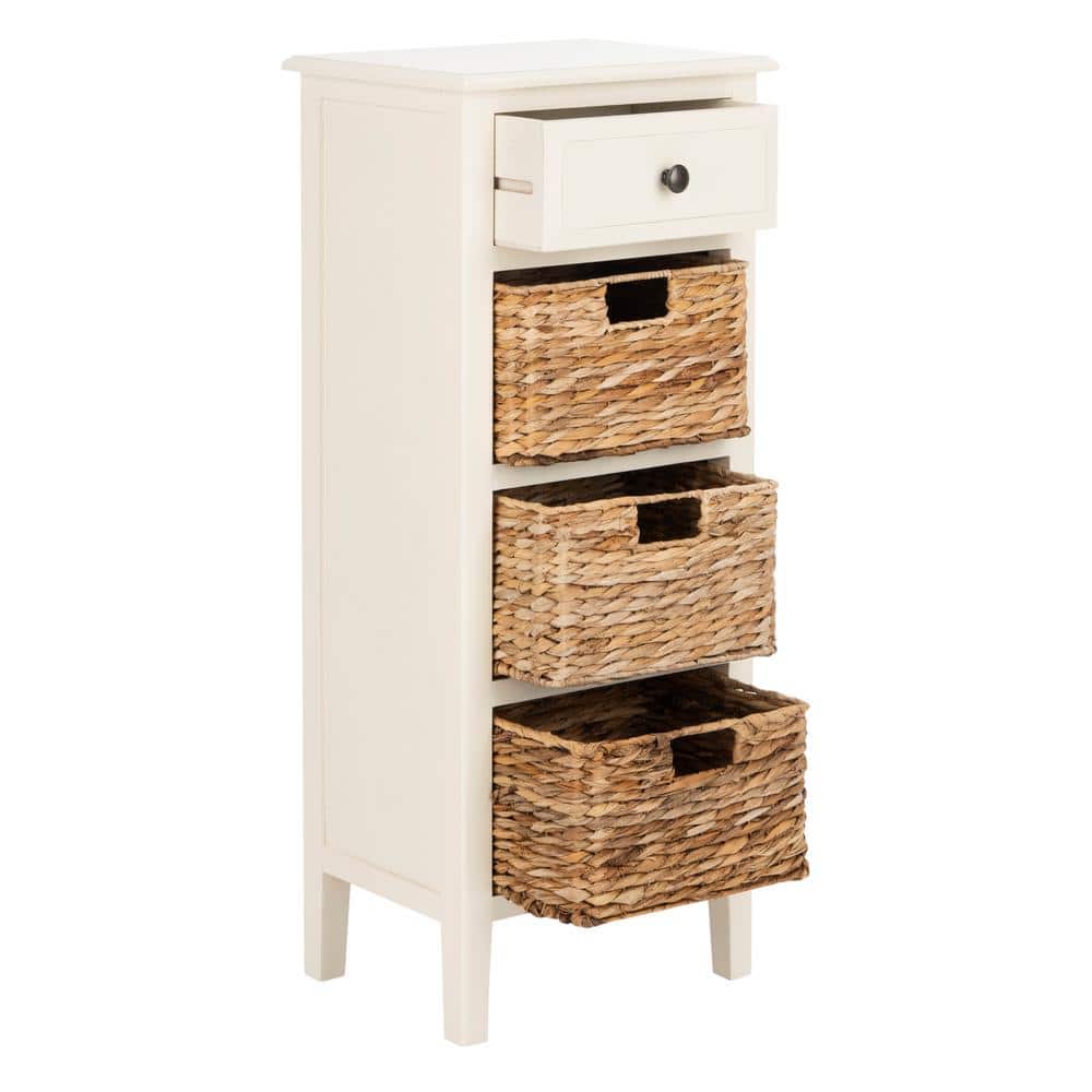 Countryside Charm White Pine 4-Drawer Rectangular Storage Table