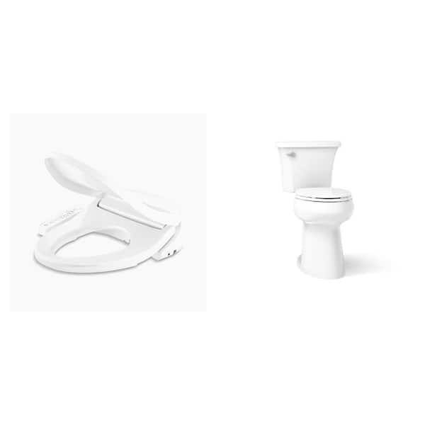 Pure Wash E580 Electric Bidet Seat and Highline Arc Extra Tall Toilet Combo, White