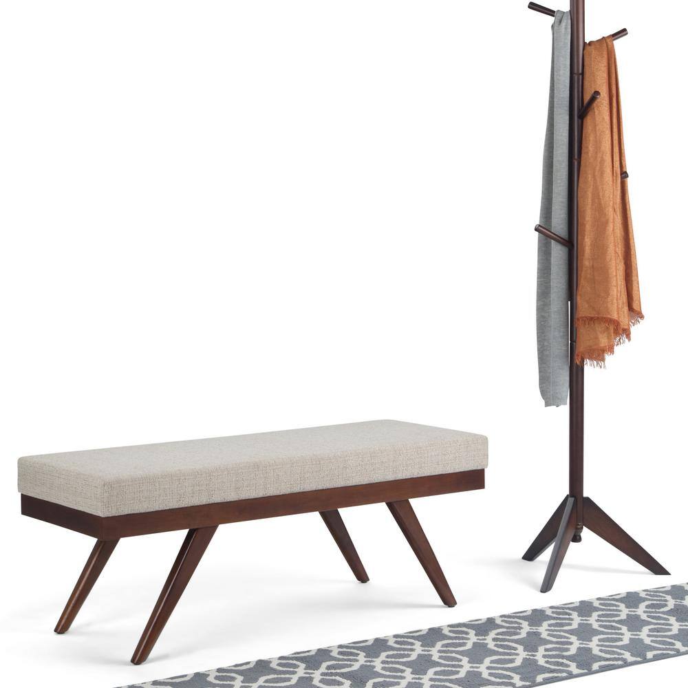 Chanelle Mid Century Platinum Tweed Ottoman Bench