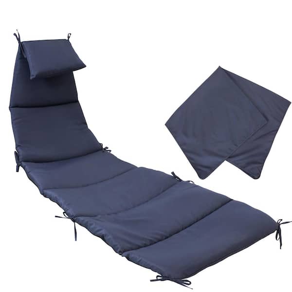 Sunnydaze 27 in. x 88.5 in. Outdoor Hanging Chaise Lounge Chair Replacement Cushion and Umbrella in Navy