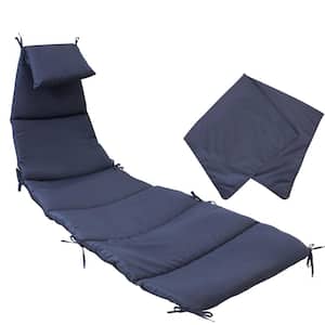 27 in. x 88.5 in. Outdoor Hanging Chaise Lounge Chair Replacement Cushion and Umbrella in Navy