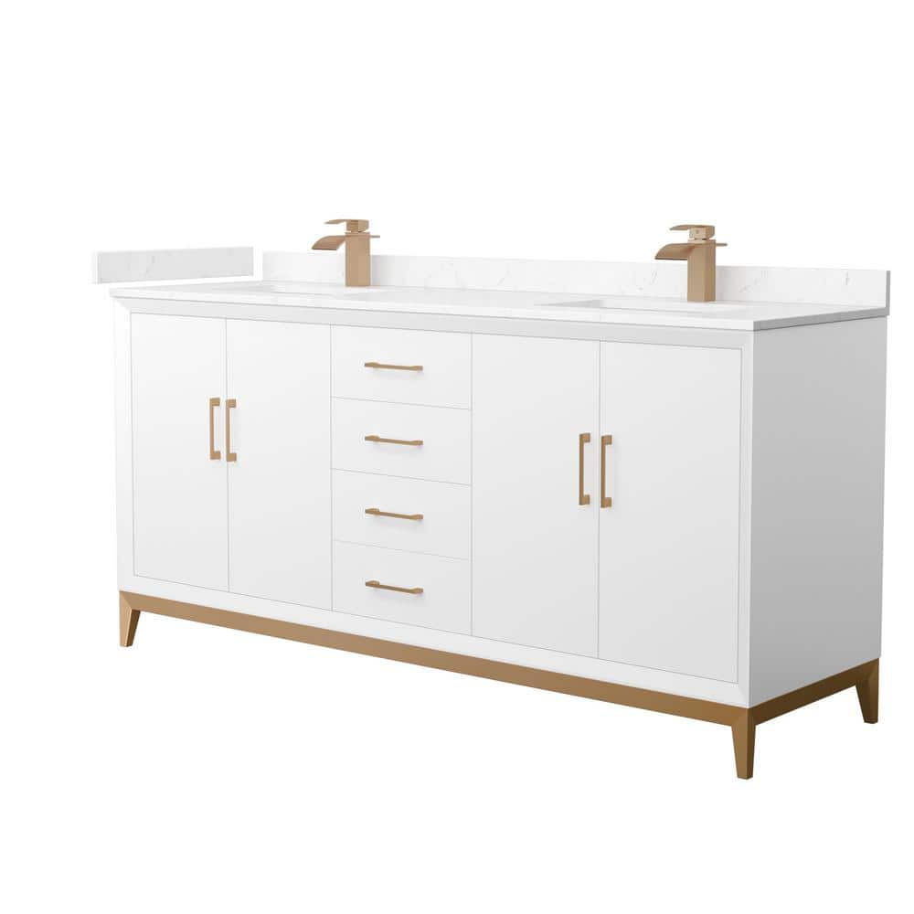 Amici 72 in. W x 22 in. D x 35.25 in. H Double Bath Vanity in White w/Sat. Bronze Trim with Carrara Cultured Marble Top price history on PriceWatchPro