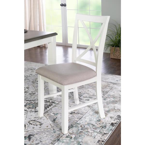 Linon Home Decor Twyla Vanilla White and Gray Polyester Dining Side Chair Set of 2